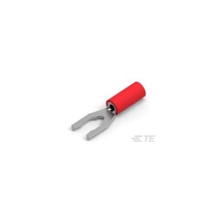 Te Connectivity Fork Terminal, #10 Stud Size, 1.42 mm², 600 V, 1000 V, PVC Insulated, Red 53242-1